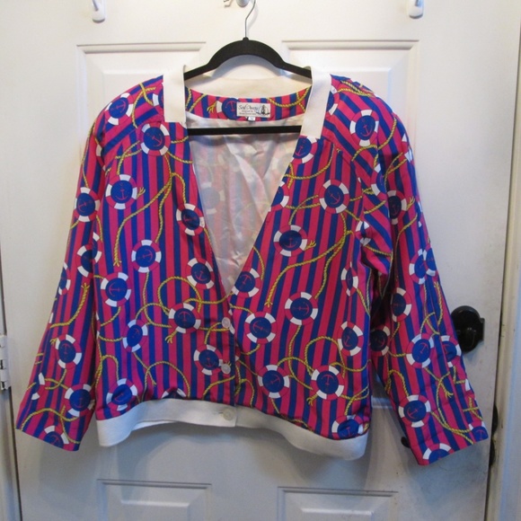 VtG Sail Away designed for Royal Cruise Line  NAUTICAL PINK/BLUE jacket Sz M - Picture 7 of 13